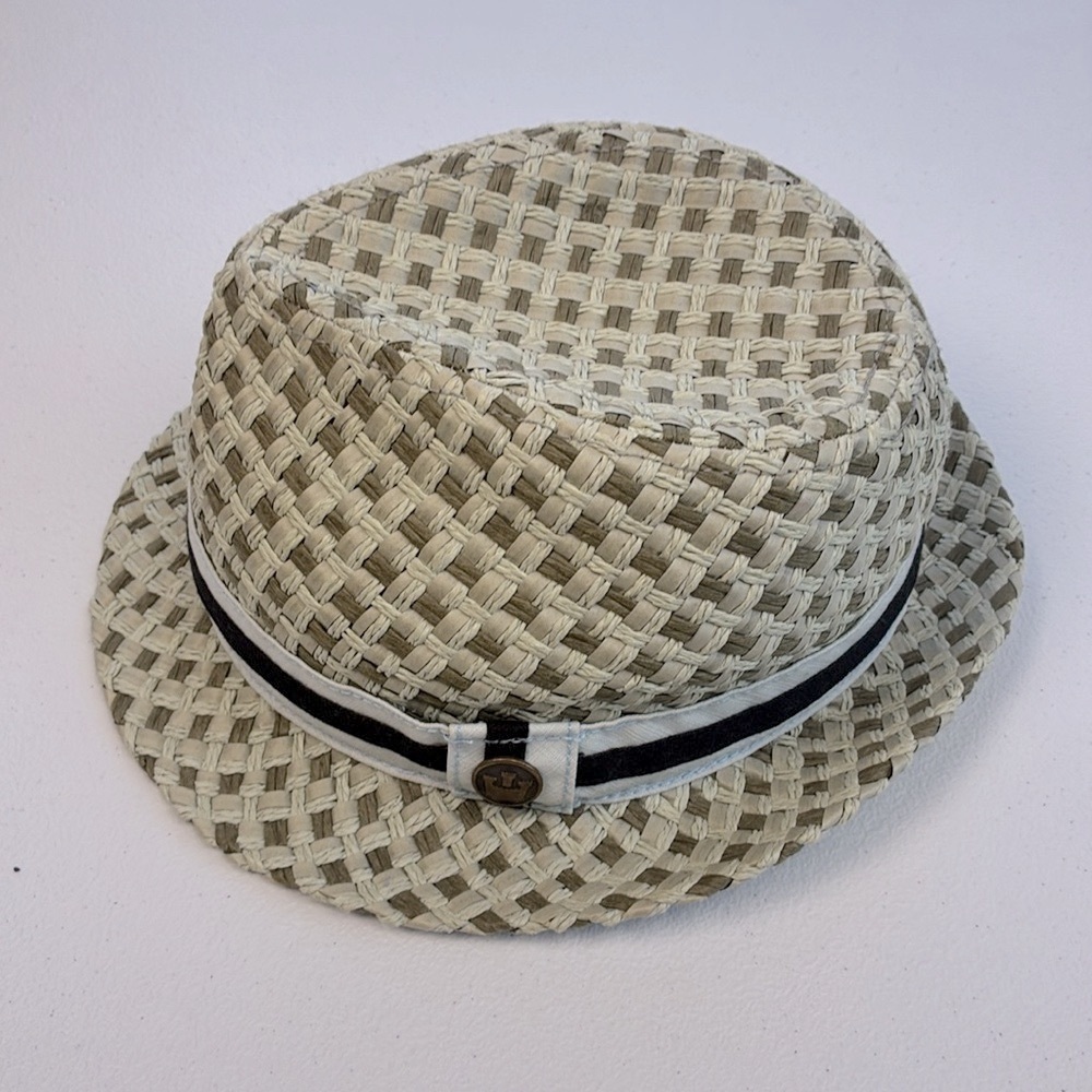 Goorin Bros Woven Straw Fedora with Black and Cream Band